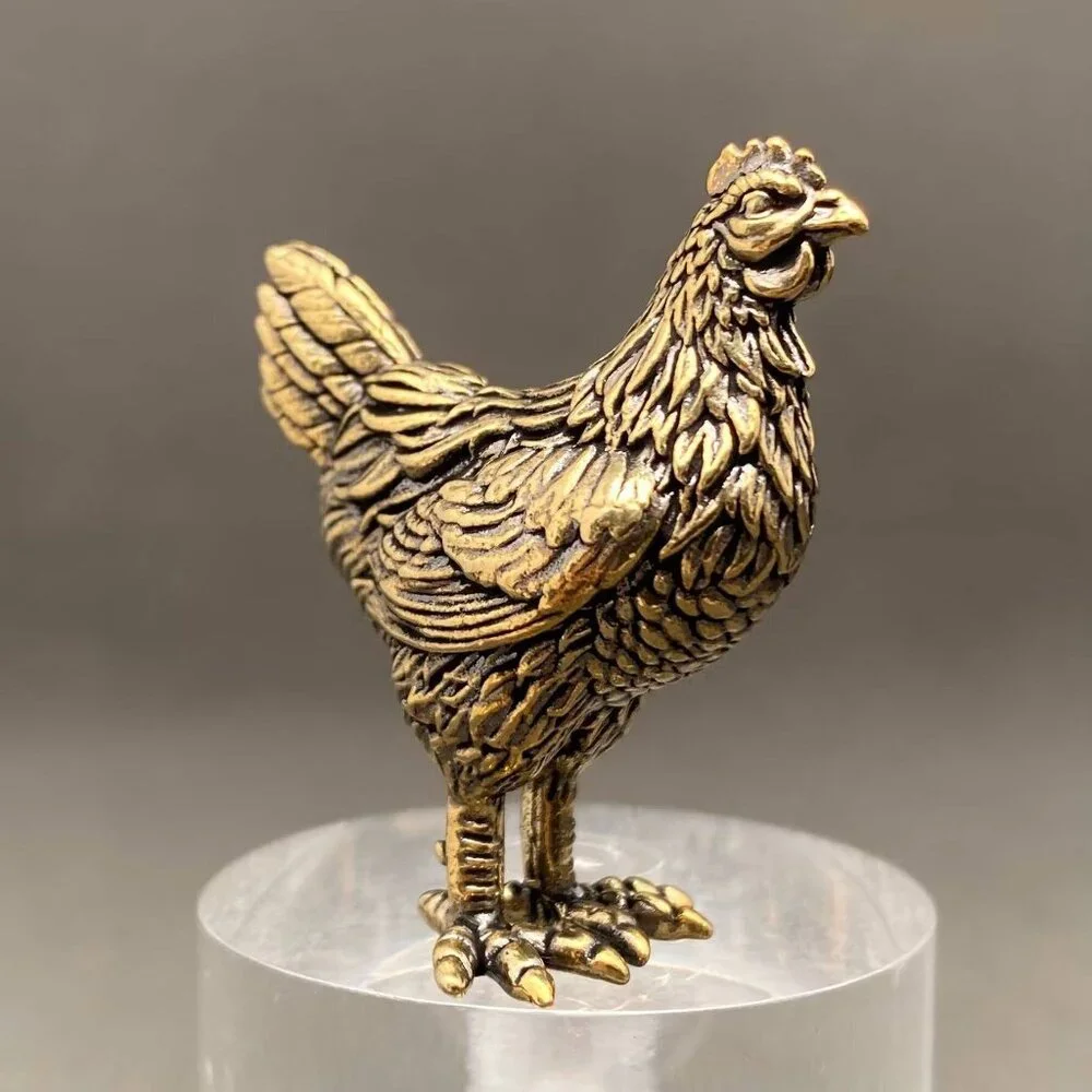Brass Hen Figurine Miniature Fertility Totem Altar Decor Spirit Animal 1970s Sty - Picture 3 of 4